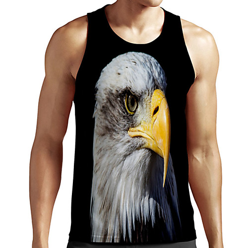 

Men's Unisex Tank Top Undershirt 3D Print Graphic Prints Eagle Plus Size Print Sleeveless Casual Tops Basic Designer Big and Tall Black