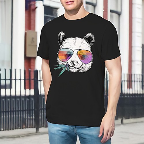 

Men's Unisex Tee T shirt Hot Stamping Panda Animal Plus Size Print Short Sleeve Daily Tops 100% Cotton Basic Casual Round Neck White Black Gray / Summer