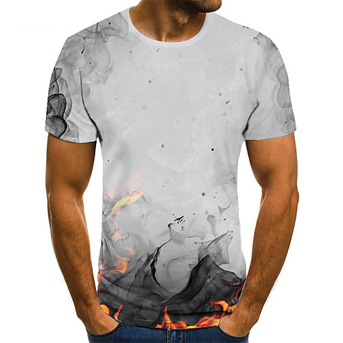 

Men's Unisex Tee T shirt 3D Print Color Block Graphic Prints Plus Size Print Short Sleeve Casual Tops Basic Fashion Designer Big and Tall Gray