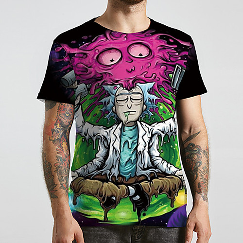 

Men's Unisex Tee T shirt Shirt 3D Print Anime Graphic Prints Plus Size Print Short Sleeve Casual Tops Basic Designer Big and Tall Round Neck Rainbow / Summer