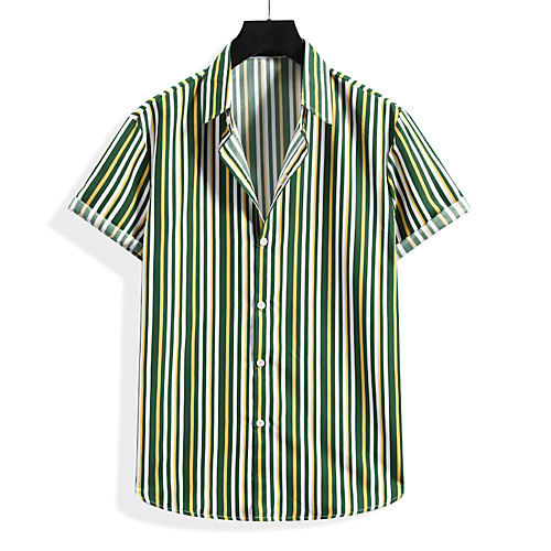 

Men's Shirt Other Prints Striped Short Sleeve Daily Tops Basic Classic Blue Red Green