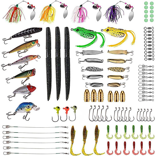 

102 pcs Lure kit Fishing Lures Jigs Buzzbait & Spinnerbait Spoons Crank Popper Vibration / VIB lifelike 3D Eyes Bass Trout Pike Freshwater and Saltwater