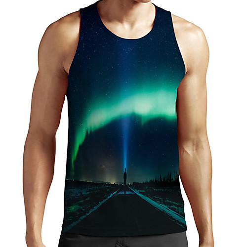 

Men's Unisex Tank Top Undershirt 3D Print Scenery Graphic Prints Plus Size Print Sleeveless Casual Tops Basic Fashion Designer Breathable Blue