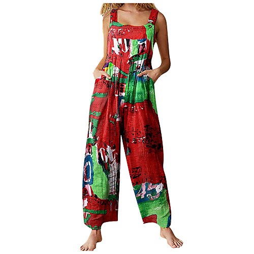 

Women's Ordinary Sporty Look Blue Red Yellow Jumpsuit Color Block Print