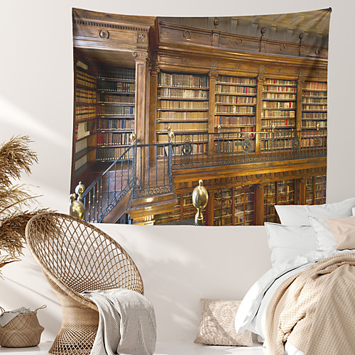 

Book Shelf Library Wall Tapestry Art Decor Blanket Curtain Hanging Home Bedroom Living Room Decoration Polyester