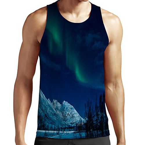 

Men's Unisex Tank Top Undershirt 3D Print Scenery Graphic Prints Plus Size Print Sleeveless Casual Tops Basic Fashion Designer Breathable Blue