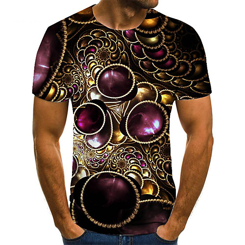 

Men's Unisex Tee T shirt 3D Print Graphic Prints Jewelry Plus Size Print Short Sleeve Casual Tops Basic Fashion Designer Big and Tall Purple