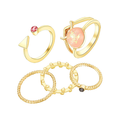 

Ring Set Gold Alloy Fashion Holiday European 5pcs One Size