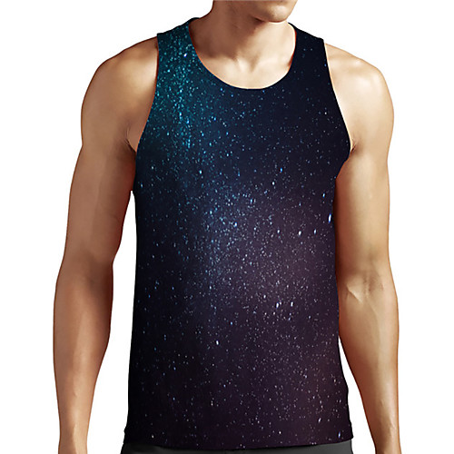 

Men's Unisex Tank Top Undershirt 3D Print Galaxy Graphic Prints Plus Size Print Sleeveless Casual Tops Basic Designer Big and Tall Black