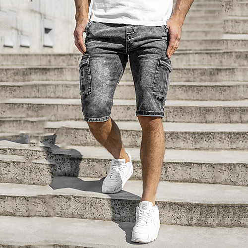 

Men's Shorts Jeans Pants Solid Color Dark Gray