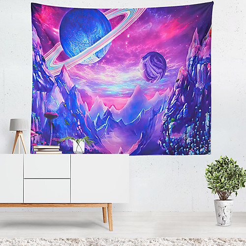 

Planet Mountain Galaxy Wall Tapestry Art Decor Blanket Curtain Hanging Home Bedroom Living Room Decoration Polyester