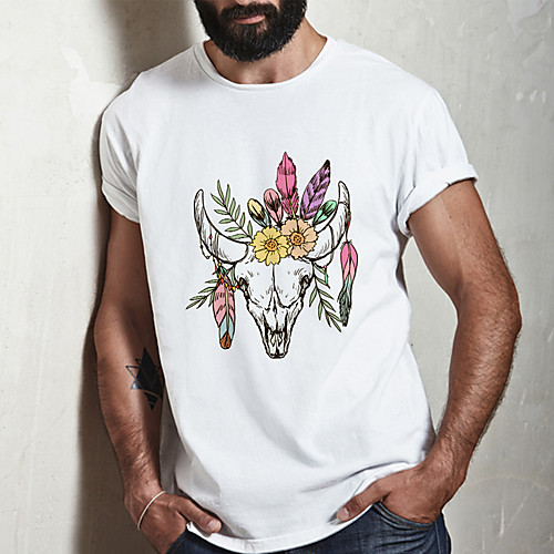 

Men's Unisex Tee T shirt Hot Stamping Graphic Prints Antelope Plus Size Print Short Sleeve Casual Tops Cotton Basic Fashion Designer Big and Tall White