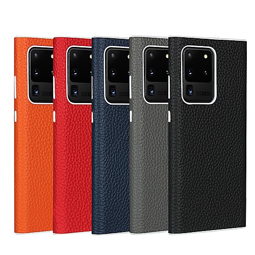 

Phone Case For Samsung Galaxy Back Cover S20 S20 Plus S20 ultra Note 20 Ultra Note 20 Shockproof Dustproof Solid Colored PU Leather Genuine Leather