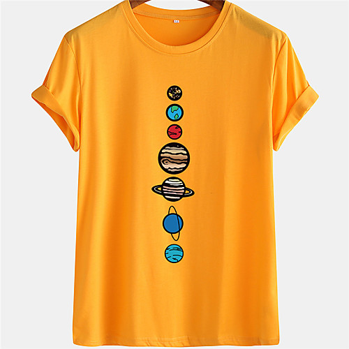 

Men's Unisex Tee T shirt Hot Stamping Graphic Prints Planet Human Plus Size Short Sleeve Casual Tops 100% Cotton Basic Designer Big and Tall White Black Blue