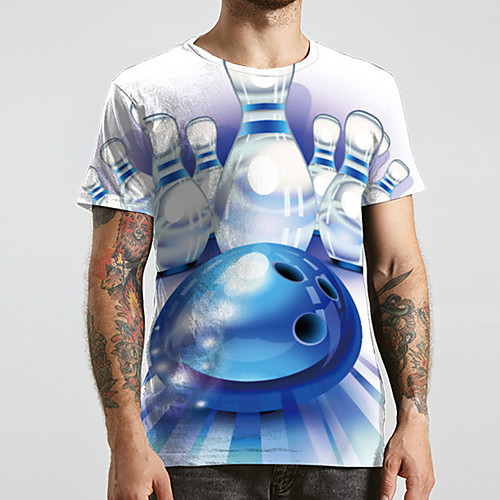 

Men's Unisex Tee T shirt 3D Print Graphic Prints Plus Size Print Short Sleeve Casual Tops Basic Designer Big and Tall Blue