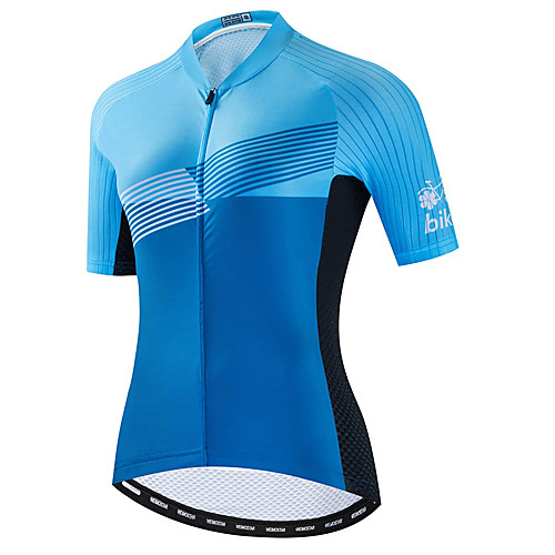 

21Grams Women's Short Sleeve Cycling Jersey Summer Spandex Polyester Blue Stripes Bike Jersey Top Mountain Bike MTB Road Bike Cycling Quick Dry Moisture Wicking Breathable Sports Clothing Apparel