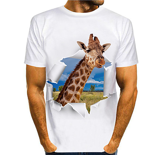 

Men's Tee T shirt 3D Print Graphic Prints Deer Print Short Sleeve Daily Tops Casual Designer Big and Tall White