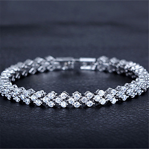 

Women's Chain Bracelet Tennis Bracelet Bracelet Classic Fashion Fashion Trendy Casual / Sporty Korean Cute Copper Bracelet Jewelry Silver For Sport Gift Date Birthday Festival / Silver Plated