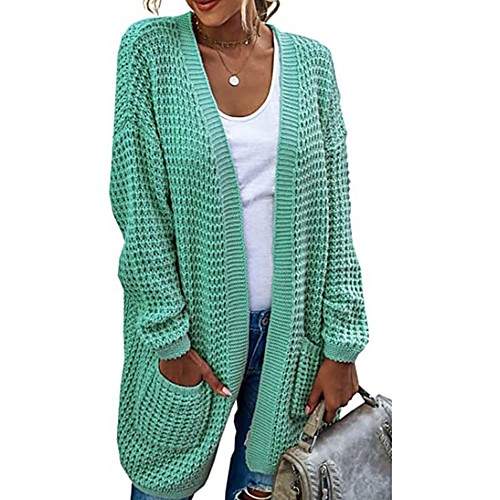 

Women's Solid Color Sweater Long Sleeve Sweater Cardigans Others Maroon Blue-Yellow Gray blue
