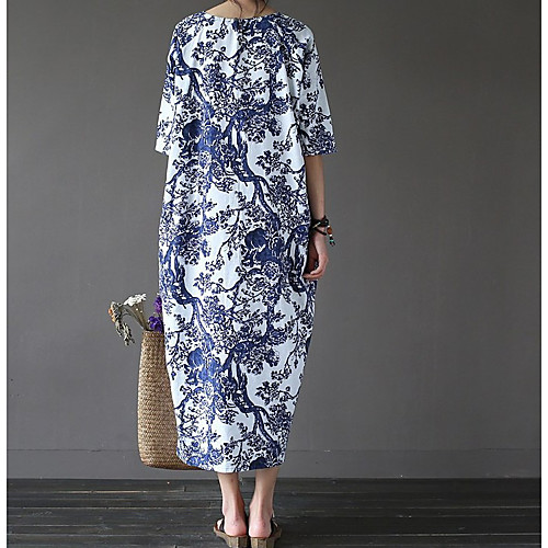 

2019 new cotton and linen plus size women's dress, ethnic style loose long skirt