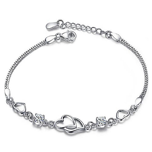

Women's Bracelet Pendant Bracelet Heart Heart Fashion Copper Bracelet Jewelry White / Purple For Christmas Party Evening Gift Date Birthday / Silver Plated