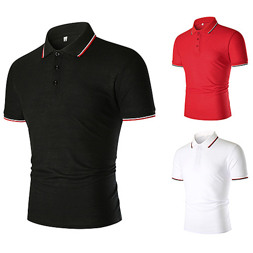 

Men's Blouse Golf Shirt T shirt non-printing Color Block Patchwork Short Sleeve Casual Slim Tops Basic White Red Black / Summer