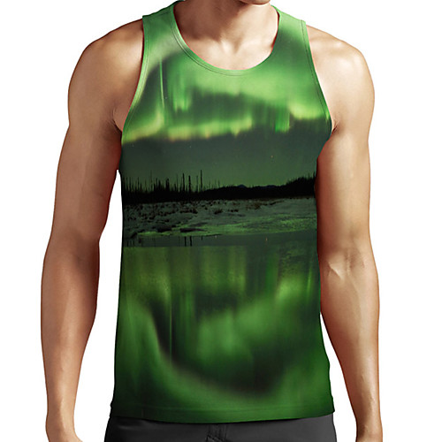 

Men's Unisex Tank Top Undershirt 3D Print Scenery Graphic Prints Plus Size Print Sleeveless Casual Tops Basic Fashion Designer Breathable Green