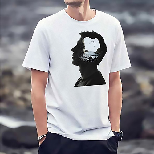 

Men's Unisex Tee T shirt Hot Stamping Graphic Prints Human Plus Size Print Short Sleeve Casual Tops Basic Fashion Designer Big and Tall White