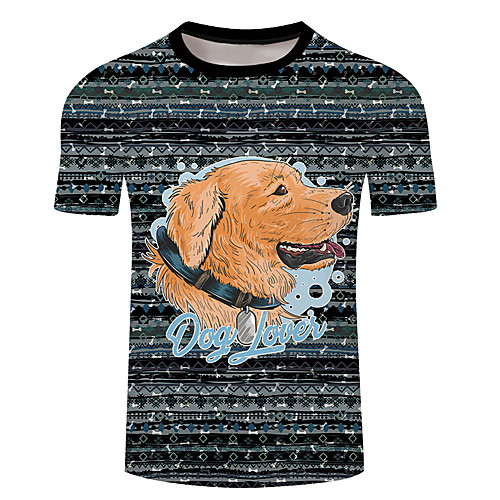 

Men's Unisex Tee T shirt 3D Print Dog Graphic Prints Plus Size 3D Print Short Sleeve Casual Tops Basic Designer Big and Tall Light Yellow White Yellow