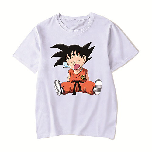 

Men's Unisex Tee T shirt Hot Stamping Anime Graphic Prints Plus Size Dragon Ball Print Short Sleeve Casual Tops Cotton Basic Designer Big and Tall White Black Red