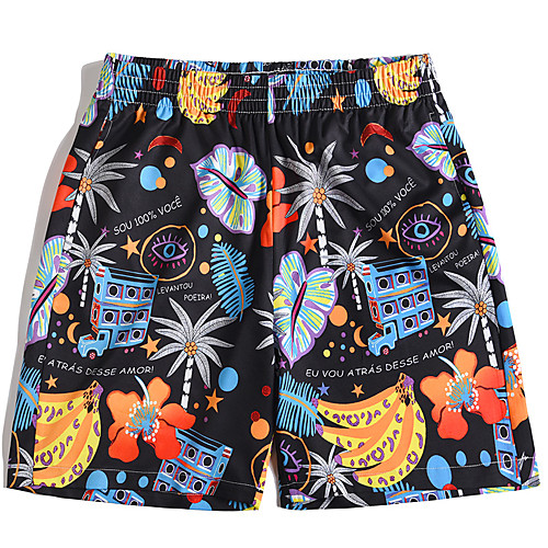 

Men's Casual Sports Outdoor Sports Daily Holiday Shorts Pants Cartoon Abstract Short Print Black
