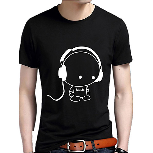 

Men's Unisex Tee T shirt Hot Stamping Cartoon Graphic Prints Plus Size Print Short Sleeve Casual Tops Cotton Basic Fashion Designer Big and Tall White Black Light gray