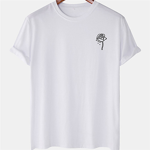

Men's Unisex Tee T shirt Hot Stamping Graphic Prints Rose Plus Size Short Sleeve Casual Tops 100% Cotton Basic Designer Big and Tall White Blue Yellow