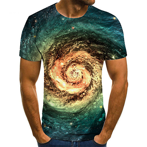 

Men's Unisex Tee T shirt 3D Print Graphic Prints Spiral Stripe Plus Size Print Short Sleeve Casual Tops Basic Fashion Designer Big and Tall Green