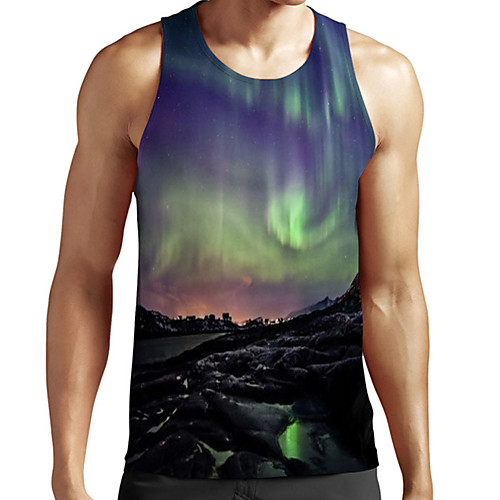 

Men's Unisex Tank Top Undershirt 3D Print Scenery Graphic Prints Plus Size Print Sleeveless Casual Tops Basic Fashion Designer Breathable Blue