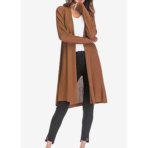 

Women's Sweater Coat Daily Spring Long Coat V Neck Regular Fit Sporty Casual Jacket Long Sleeve Solid Colored Oversized Brick red khaki