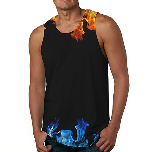 

Men's Tank Top Undershirt Shirt 3D Print Graphic Prints Waves Print Sleeveless Daily Tops Casual Designer Big and Tall Round Neck Black / Summer