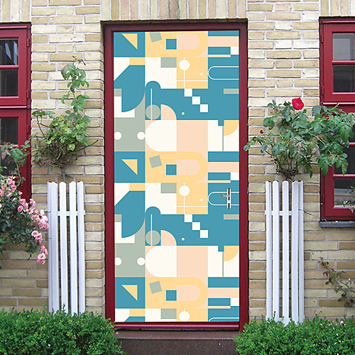 

2pcs Self-adhesive Creative Abstract Pattern Door Stickers For Living Room Diy Decorative Home Waterproof Wall Stickers