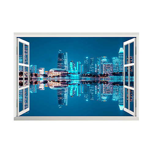 

3D False Window City Night View Home Children's Room Background DecorationCan Be Removed Stickers