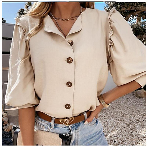 

Women's Coat Daily Wear Spring Summer Regular Coat Regular Fit Casual / Daily Jacket Solid Color Others Lotus color khaki