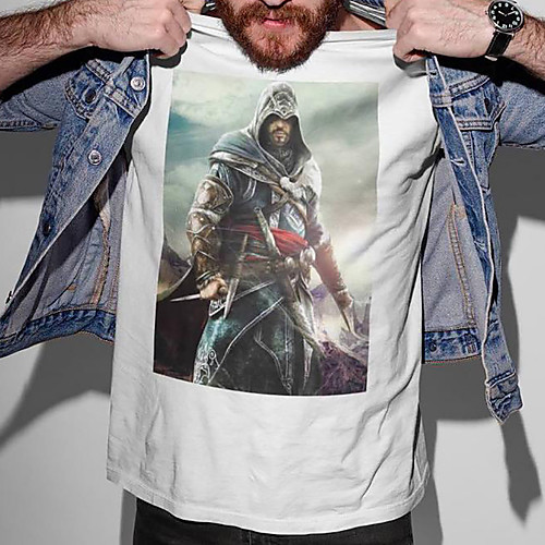 

Men's Unisex Tee T shirt Hot Stamping Graphic Prints Human Plus Size Print Short Sleeve Casual Tops Cotton Basic Fashion Designer Big and Tall White