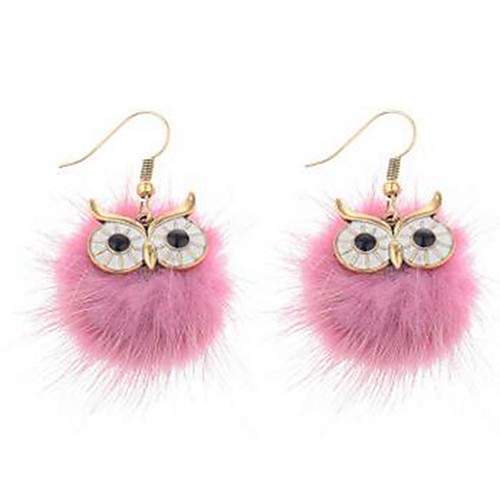 

Women's Drop Earrings Dangle Earrings Owl Cute Feather Earrings Jewelry Blushing Pink / Green For Date Festival 1 Pair