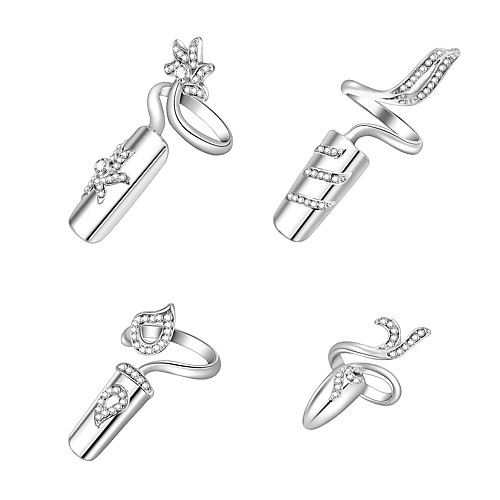 

Nail Finger Ring Set Silver Alloy Punk European Rock 4pcs One Size