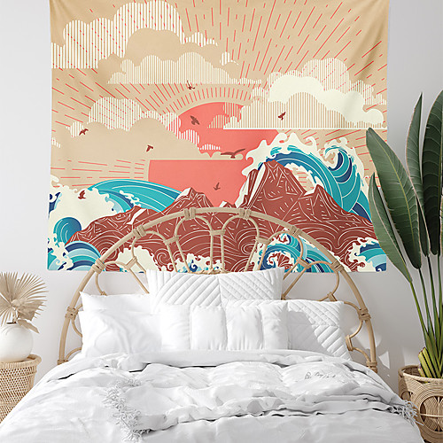 

Wave Sun Wall Tapestry Art Decor Blanket Curtain Hanging Home Bedroom Living Room Decoration Polyester