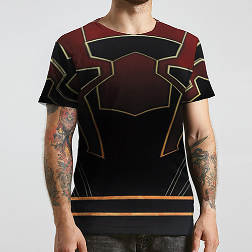 

Men's Unisex Tee T shirt 3D Print Abstract Graphic Prints Plus Size Print Short Sleeve Casual Tops Basic Designer Big and Tall Red