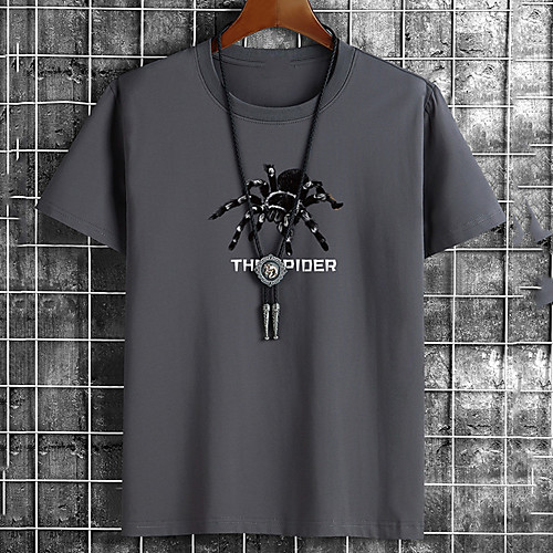

Men's Unisex Tee T shirt Hot Stamping Graphic Prints Spider Letter Plus Size Print Short Sleeve Casual Tops Cotton Basic Fashion Designer Big and Tall White Black Khaki
