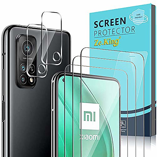 

Phone Screen Protector For Xiaomi Mi 11 Poco X3 NFC Mi 10 Mi 10 Pro Mi 10T Pro 5G Tempered Glass 5 pcs High Definition (HD) Scratch Proof Front & Camera Lens Protector Phone Accessory