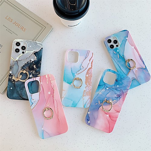 

Phone Case For Apple Back Cover iPhone 12 Pro Max 11 SE 2020 X XR XS Max 8 7 Shockproof Dustproof Ring Holder Marble TPU