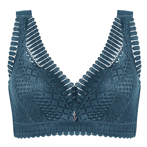 

Women's Bras & Bralettes Push-up Full Coverage Lace Solid Color Sexy Army Green
