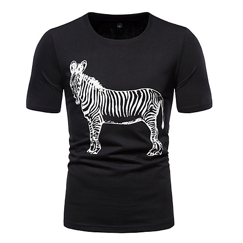 

Men's Unisex Tee T shirt Hot Stamping Graphic Prints Zebra Plus Size Print Short Sleeve Casual Tops Cotton Basic Fashion Designer Big and Tall White Black